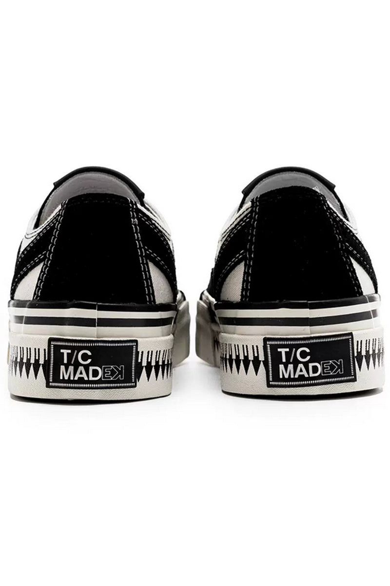 Black White Platform Canvas Sneakers - Wolvess