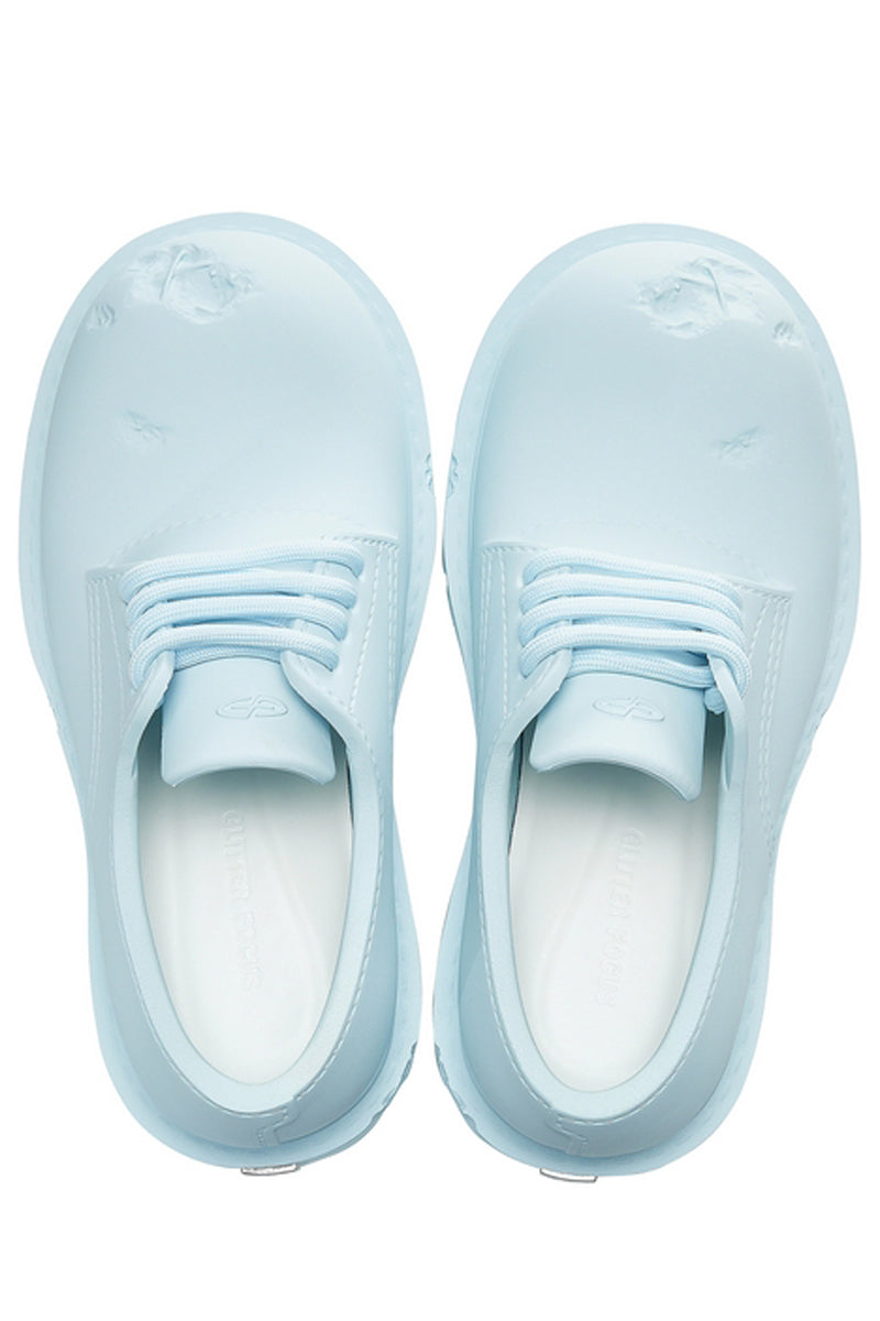 Light Blue Platform Derby Shoes with Lug Sole - Wolvess