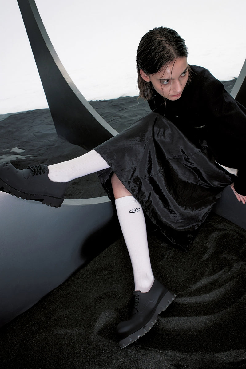 Triple Black Matte Platform Derby Shoes with Lug Sole - Wolvess