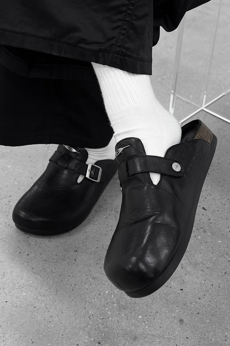 Buckle Cork Sole Clogs - Wolvess