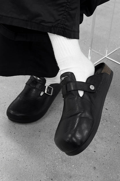 Buckle Cork Sole Clogs - Wolvess