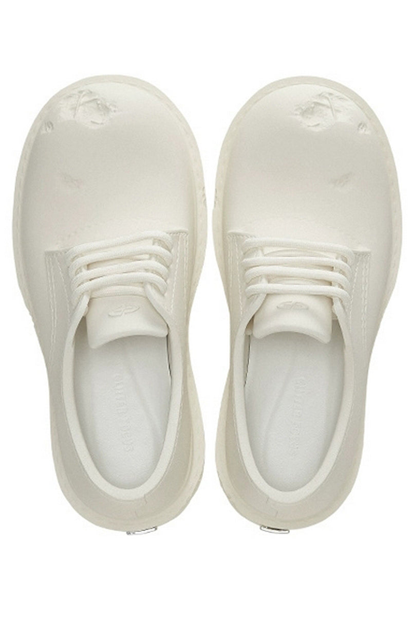 Off-White Platform Derby Shoes with Lug Sole - Wolvess