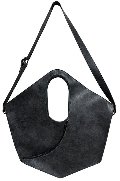 Black Geometric Hobo Shoulder Bag - Wolvess