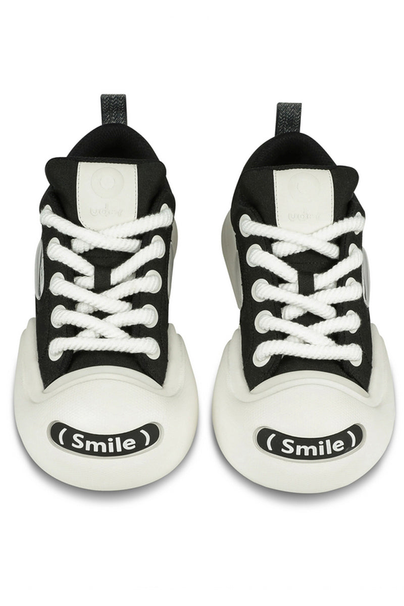 Classic Black White Platform Canvas Sneakers - Wolvess