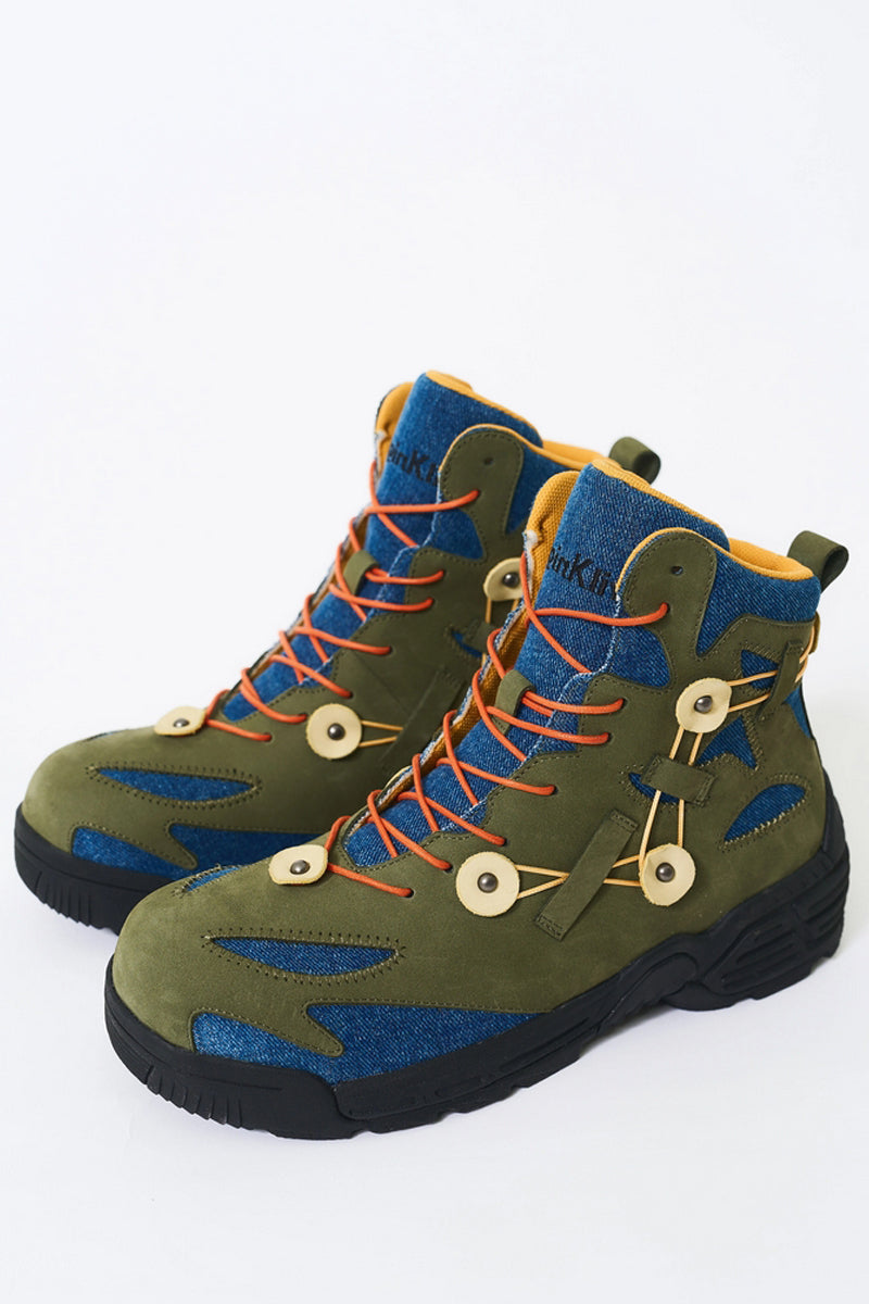 Green Denim Outdoor Hiking Boots - Wolvess