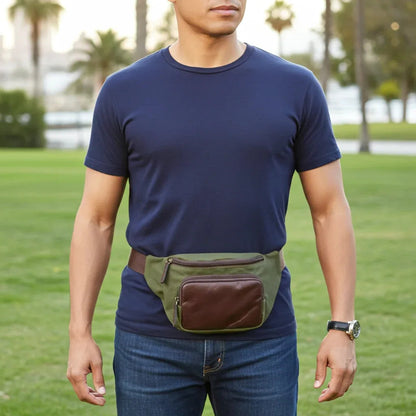 Belt Bag, Maxwell Waxed Canvas Waist Pack MiamiLeathers.com