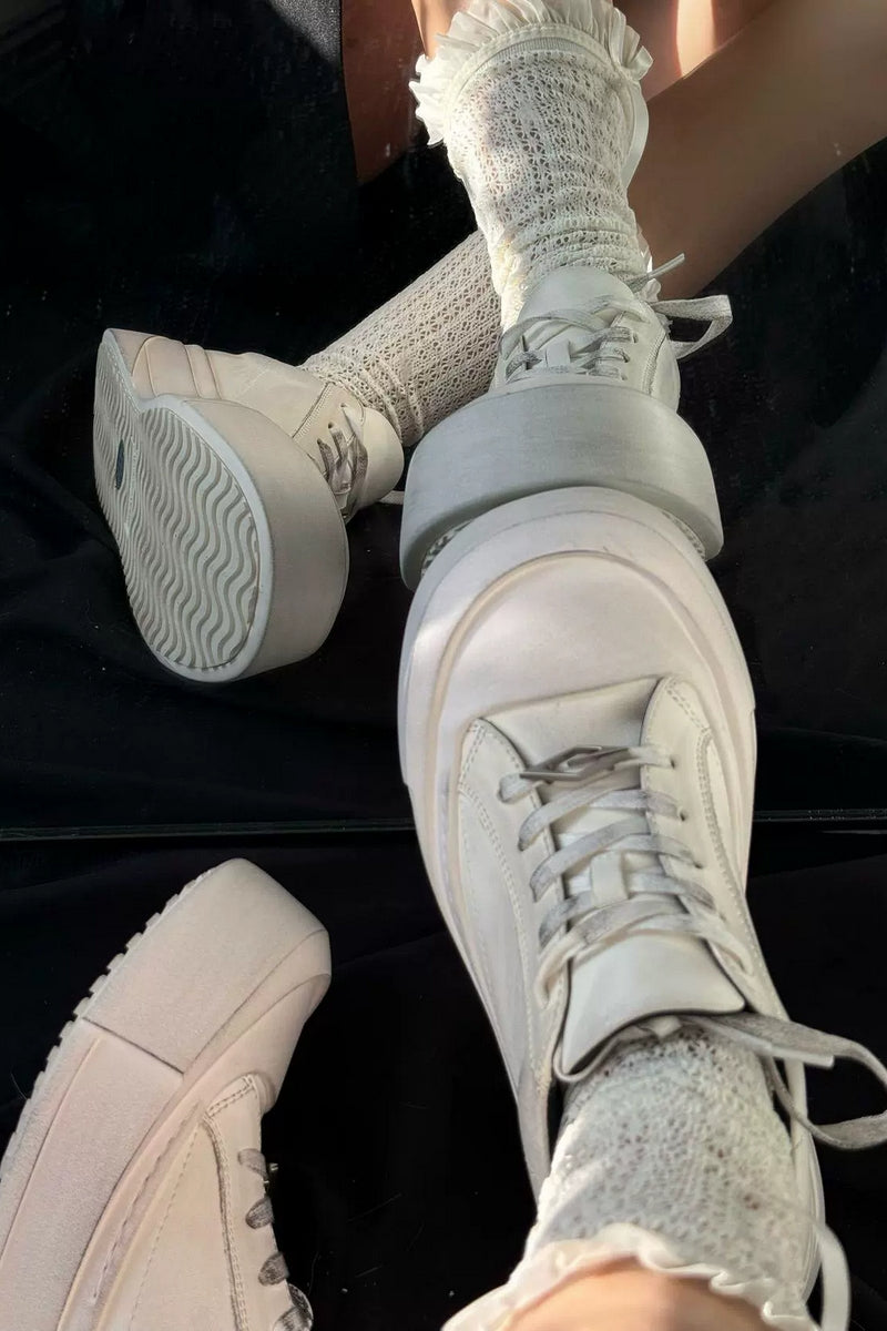 Leather Toe Cap Platform Sneakers - Wolvess