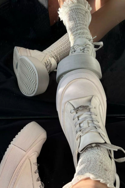 Leather Toe Cap Platform Sneakers - Wolvess