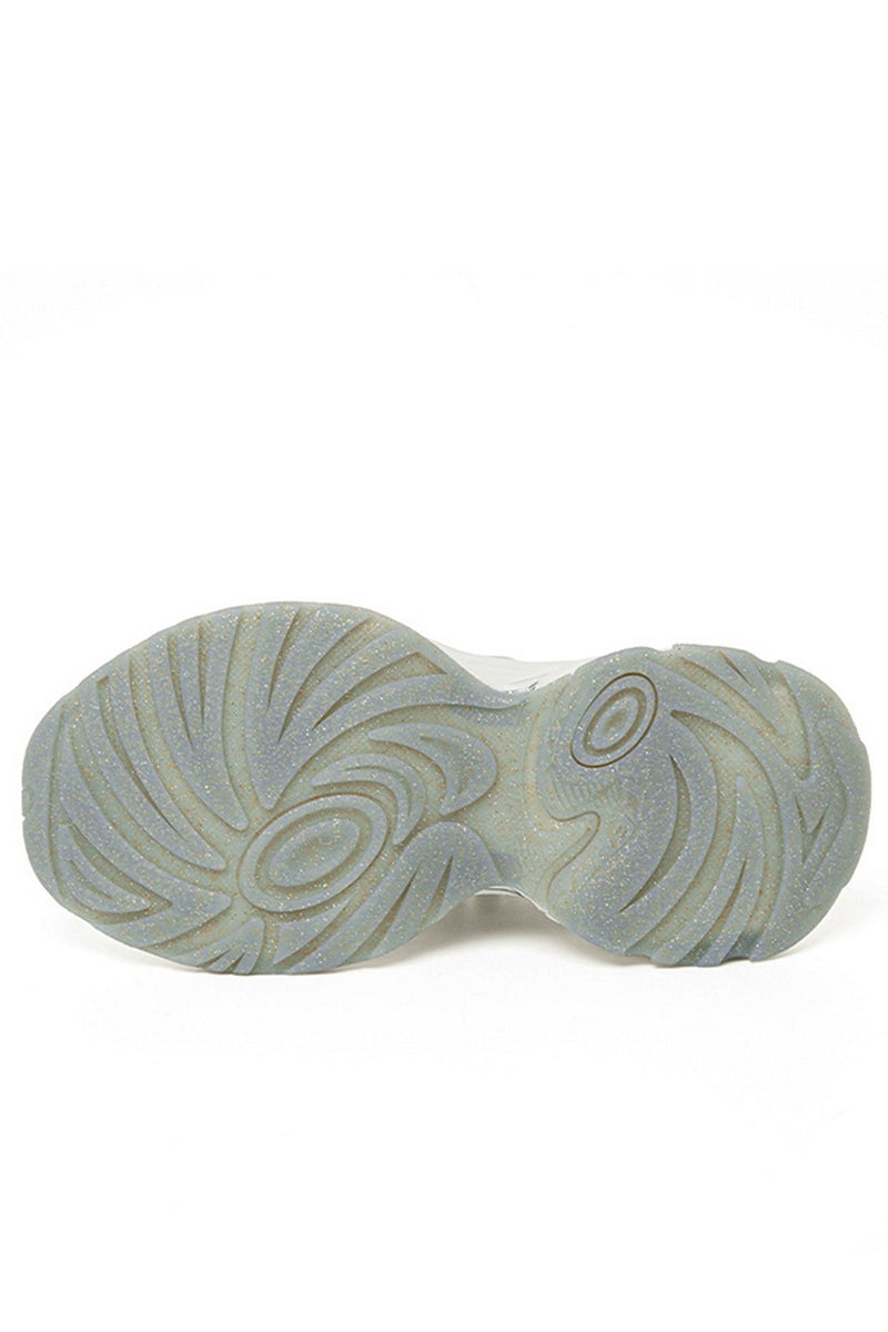 Pearl Decorated Metallic Chunky Sneakers Silver White - Wolvess