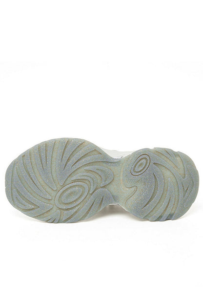 Pearl Decorated Metallic Chunky Sneakers Silver White - Wolvess