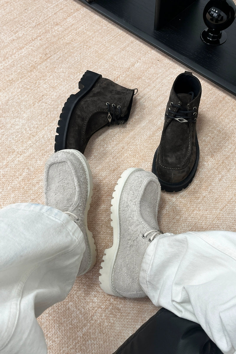 Shearling Moc Toe Lug Boots - Wolvess