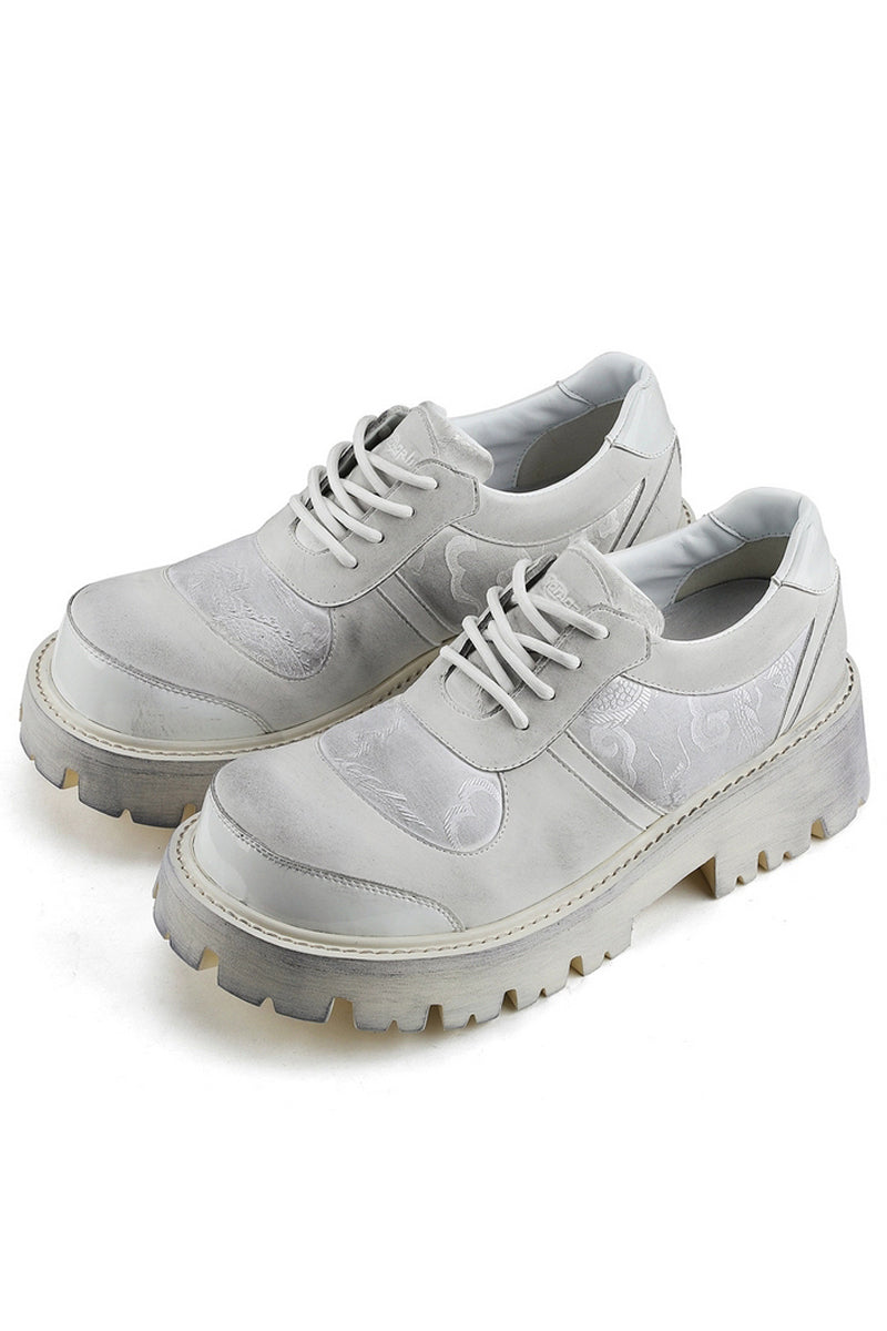 White Platform Combat Oxford Shoes - Wolvess