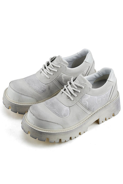 White Platform Combat Oxford Shoes - Wolvess