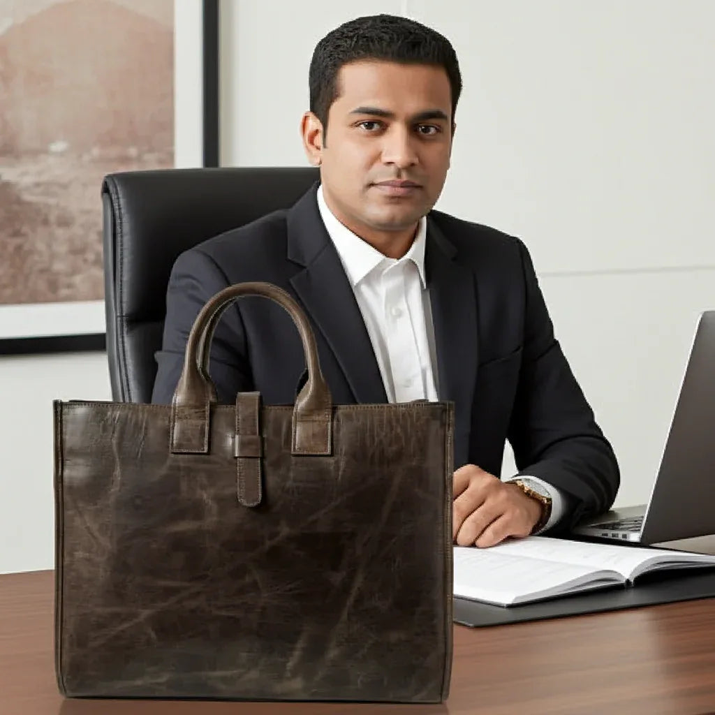 Full-Grain Crazy Horse Leather Briefcase MiamiLeathers.com
