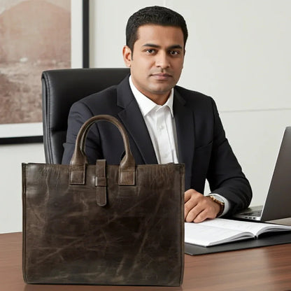Full-Grain Crazy Horse Leather Briefcase MiamiLeathers.com