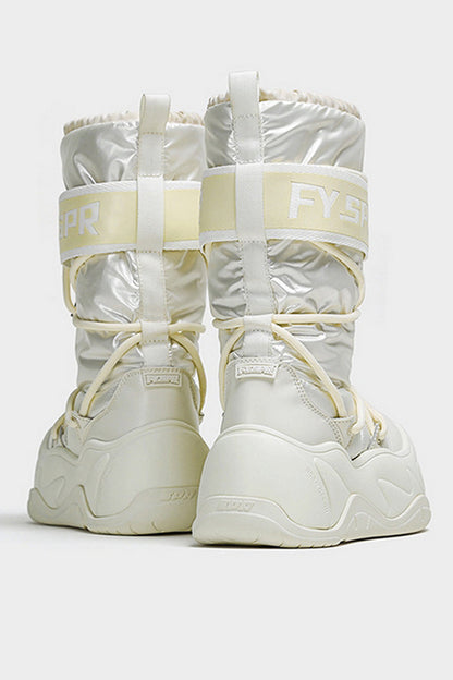 Metallic White Platform Winter Moon Boots - Wolvess