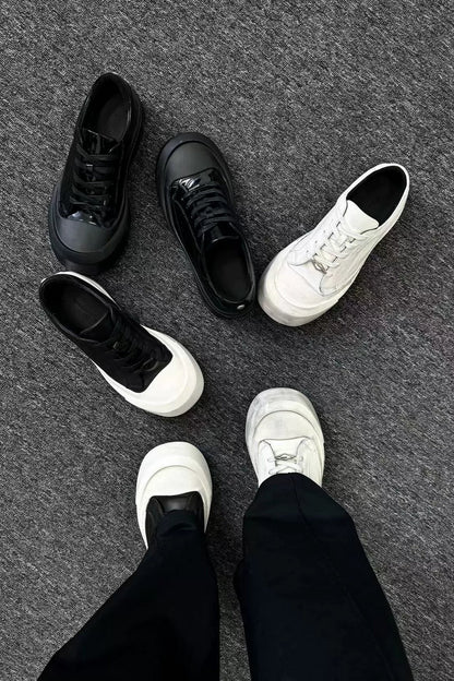 Leather Toe Cap Platform Sneakers - Wolvess