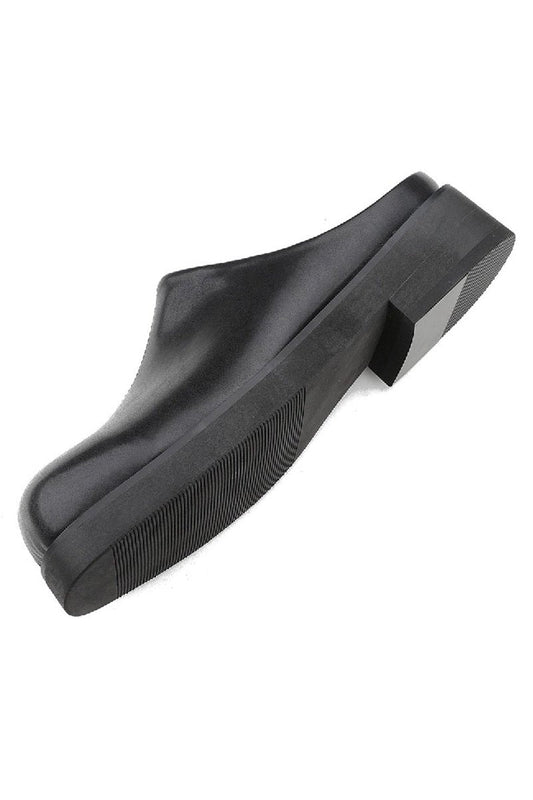 Black Minimalist Leather Mules - Wolvess