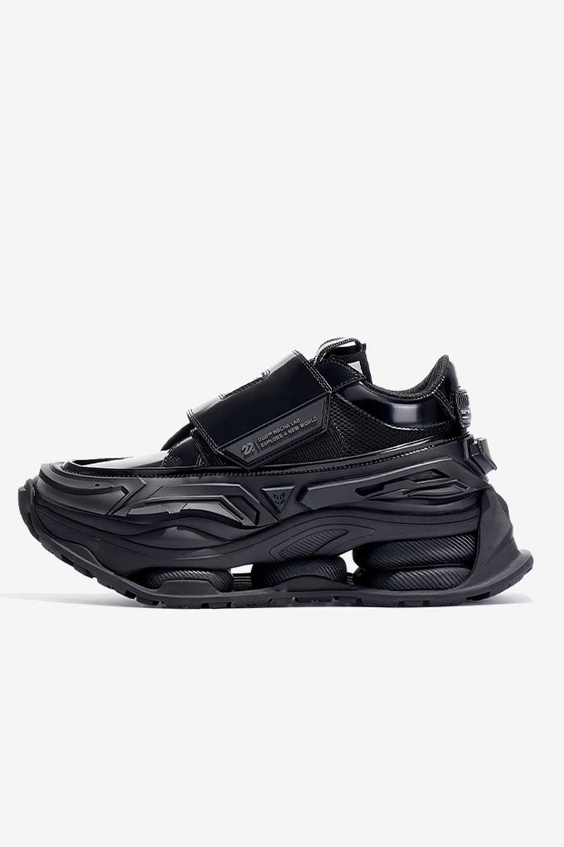 Triple Black Velcro Platform Chunky Sneakers - Wolvess