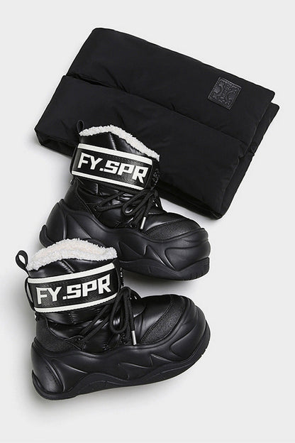 Black Sherpa Platform Winter Ankle Boots - Wolvess