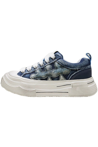 Denim Platform Sneakers Blue - Wolvess