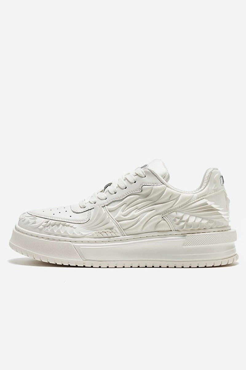 Wave Pattern Platform Court Sneakers - Wolvess