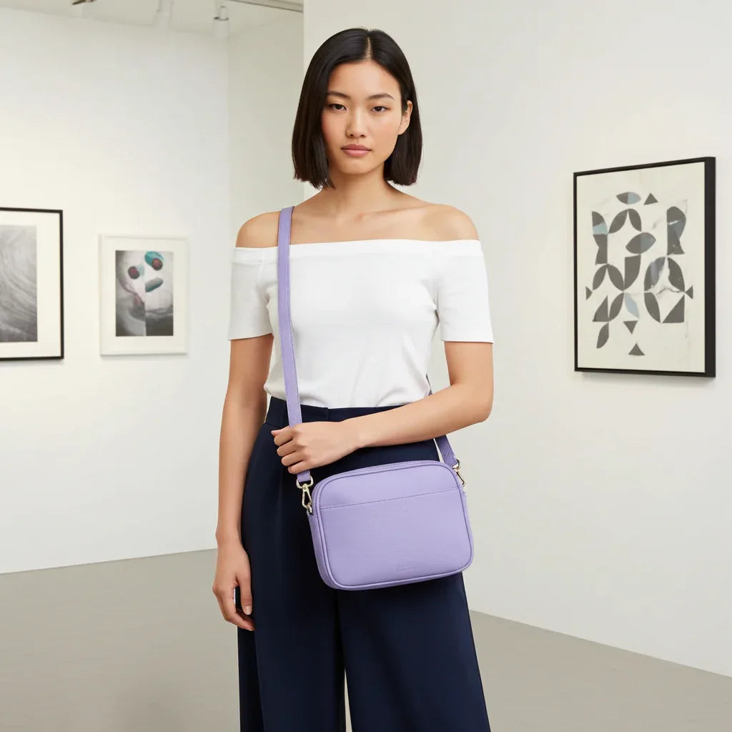 Genuine Leather Double Zipper Crossbody MiamiLeathers.com