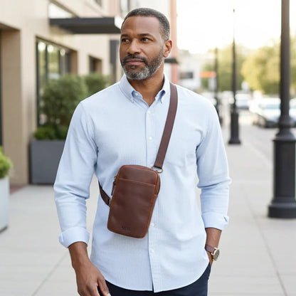 Cambridge Full-Grain Leather Crossbody Phone Bag MiamiLeathers.com