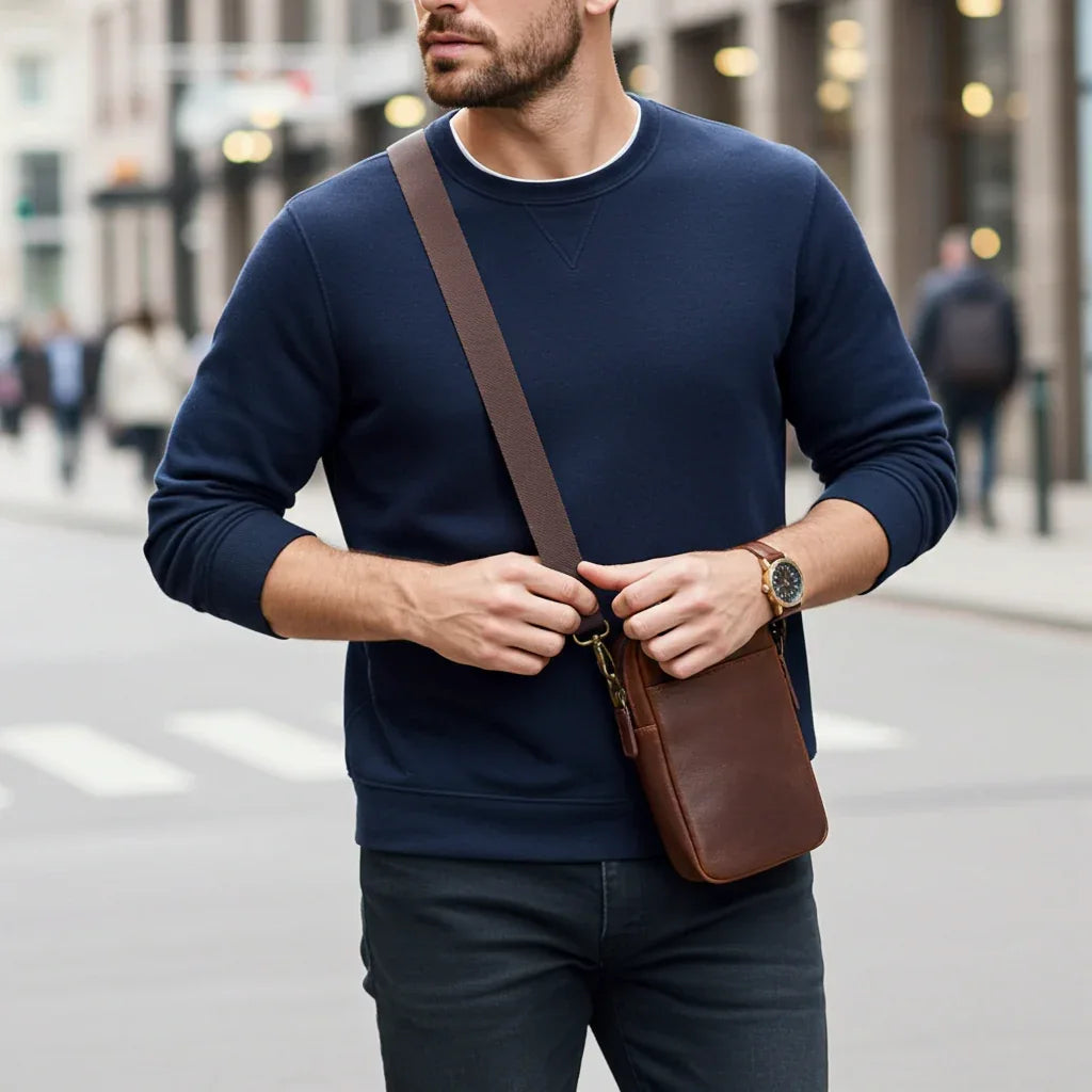 Cambridge Full-Grain Leather Crossbody Phone Bag MiamiLeathers.com