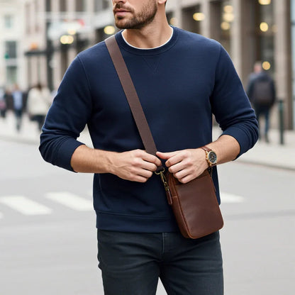 Cambridge Full-Grain Leather Crossbody Phone Bag MiamiLeathers.com