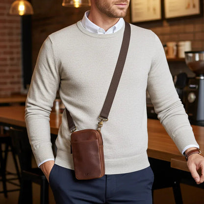 Cambridge Full-Grain Leather Crossbody Phone Bag MiamiLeathers.com