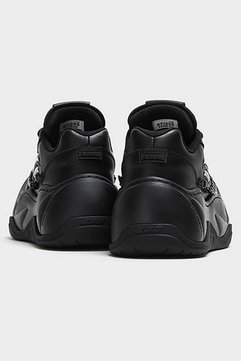 All Black Chain Platform Wave Sneakers - Wolvess