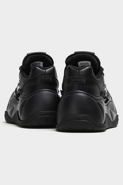 All Black Chain Platform Wave Sneakers - Wolvess