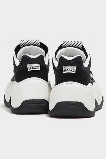 Black White Platform Wave Chunky Sneakers - Wolvess