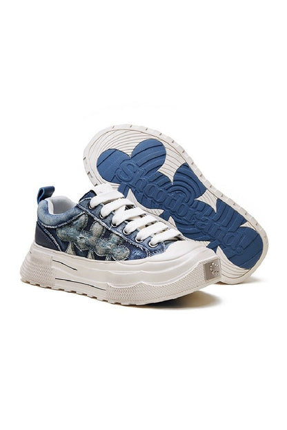 Denim Platform Sneakers Blue - Wolvess