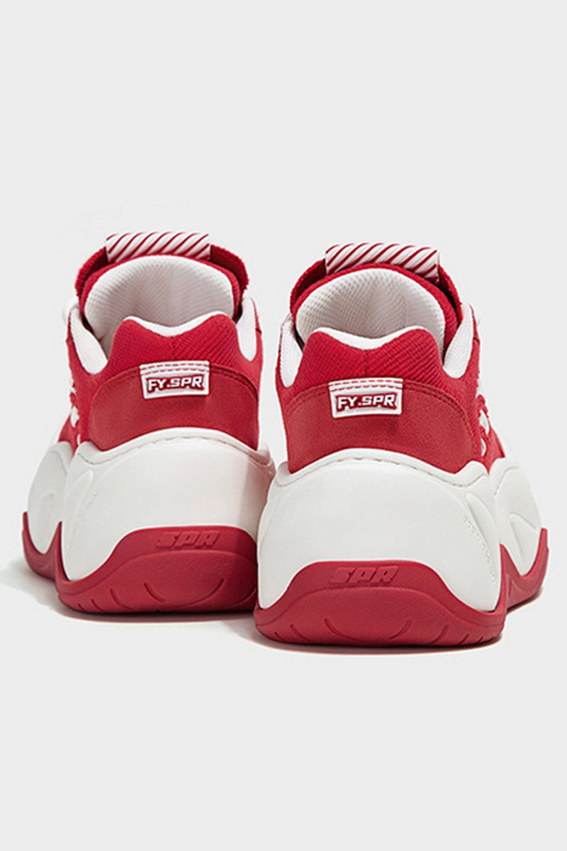 Red White Platform Wave Chunky Sneakers - Wolvess