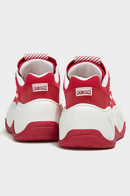 Red White Platform Wave Chunky Sneakers - Wolvess