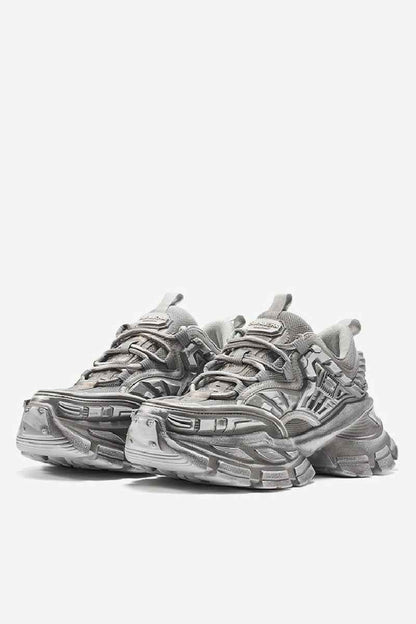 Triple Grey Metallic Platform Running Sneakers