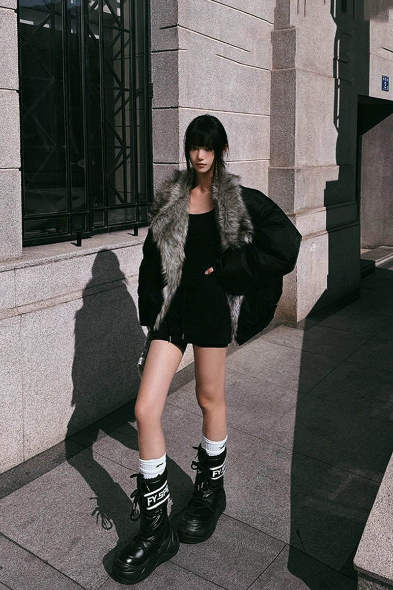 Black Puffer Platform Mid Calf Boots - Wolvess