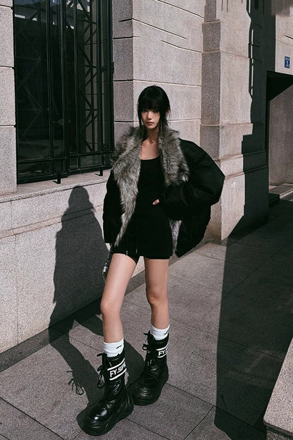 Black Puffer Platform Mid Calf Boots - Wolvess