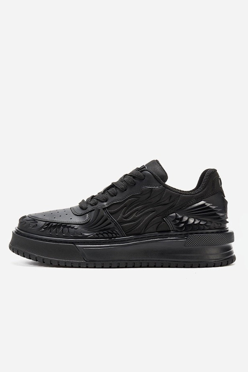 Wave Pattern Platform Court Sneakers - Wolvess