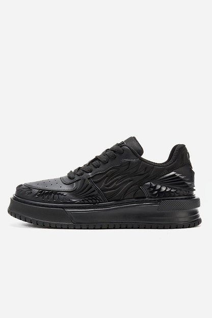Wave Pattern Platform Court Sneakers - Wolvess