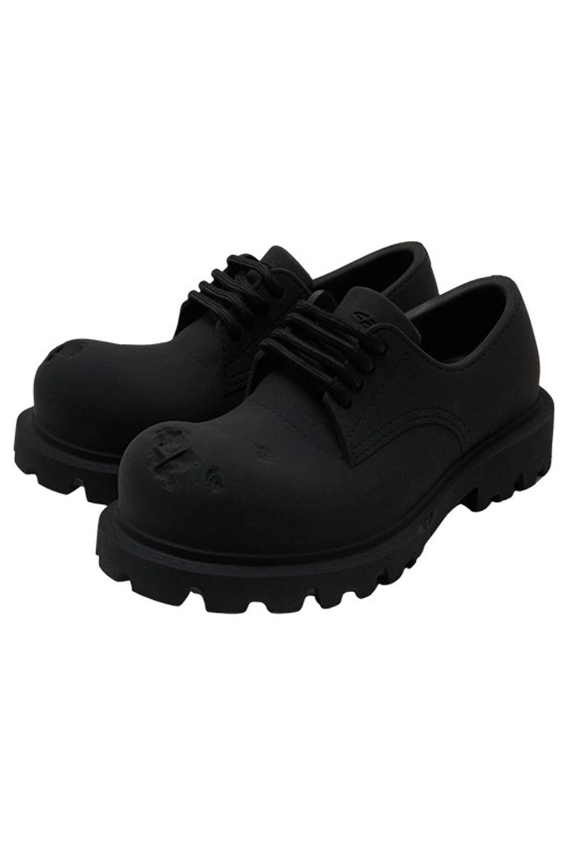 Triple Black Matte Platform Derby Shoes with Lug Sole - Wolvess
