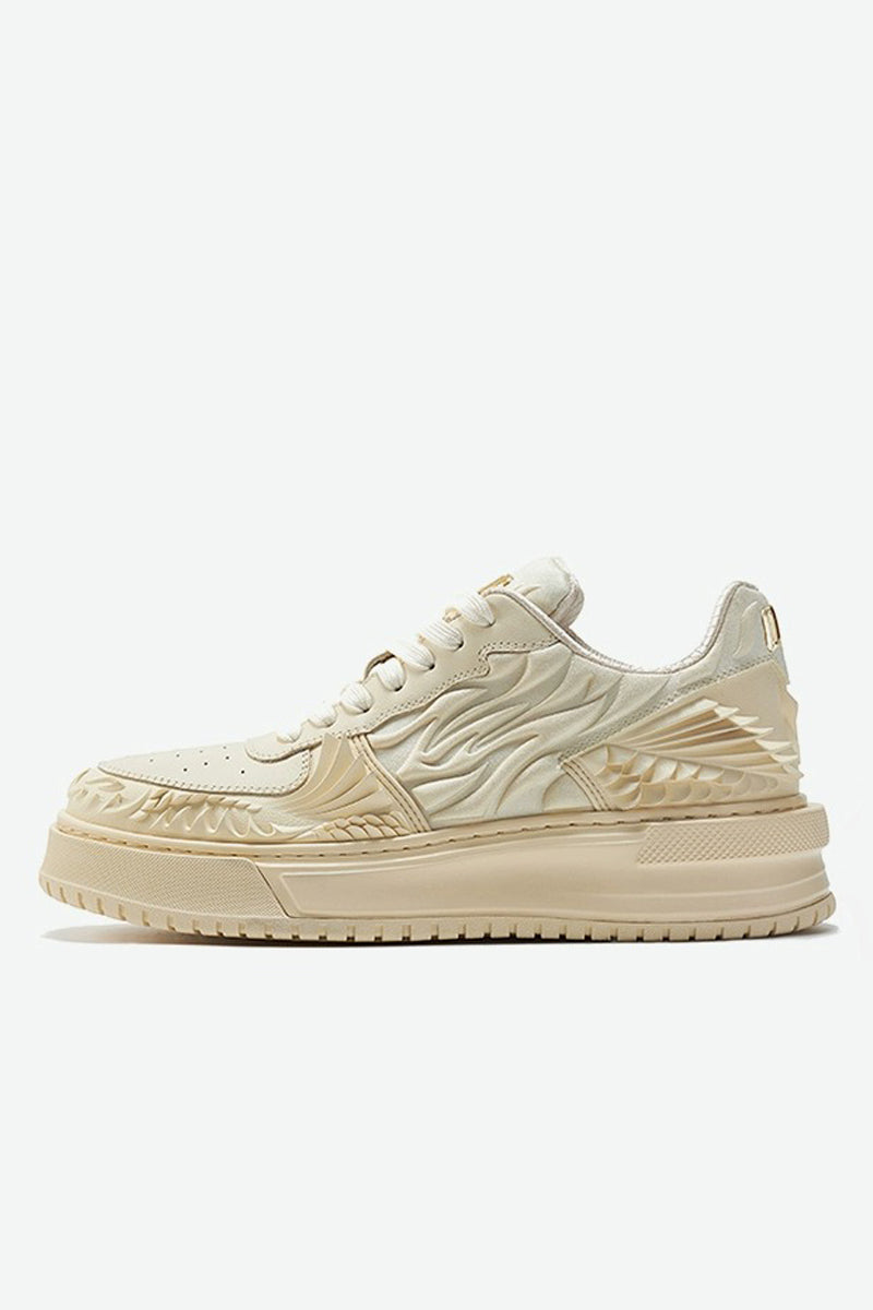 Wave Pattern Platform Court Sneakers - Wolvess