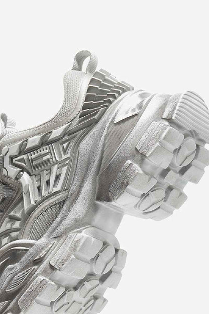 Triple Grey Metallic Platform Running Sneakers
