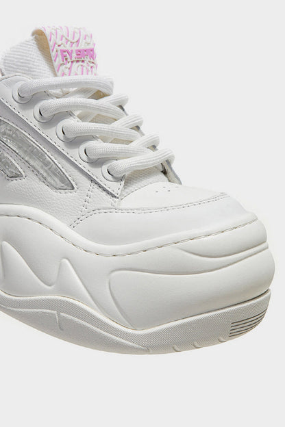 All White Platform Wave Chunky Sneakers - Wolvess