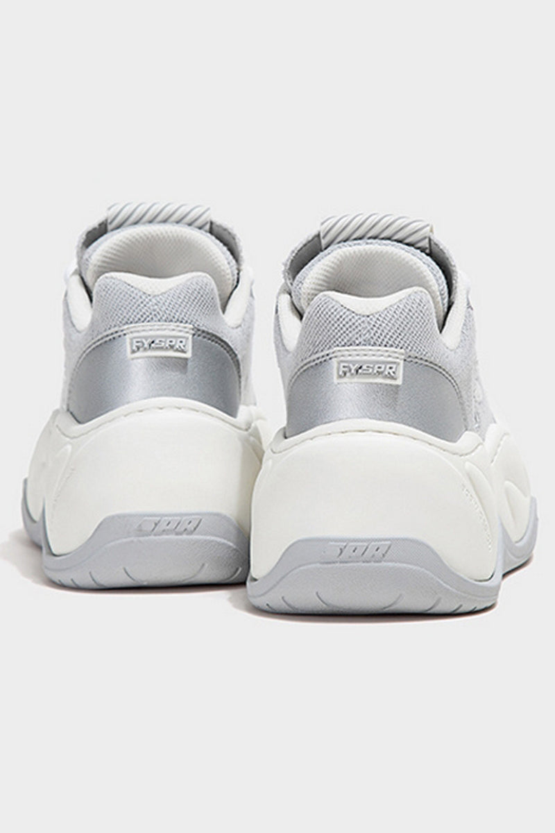 Silver Mesh Platform Wave Chunky Sneakers - Wolvess
