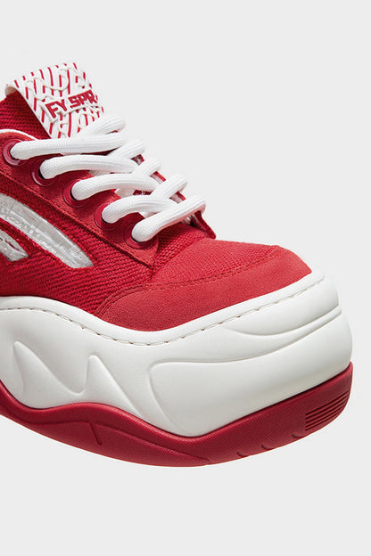 Red White Platform Wave Chunky Sneakers - Wolvess