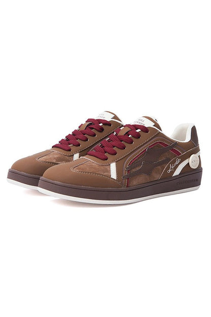 Brown Burgundy Leather Court Sport Sneakers - Wolvess