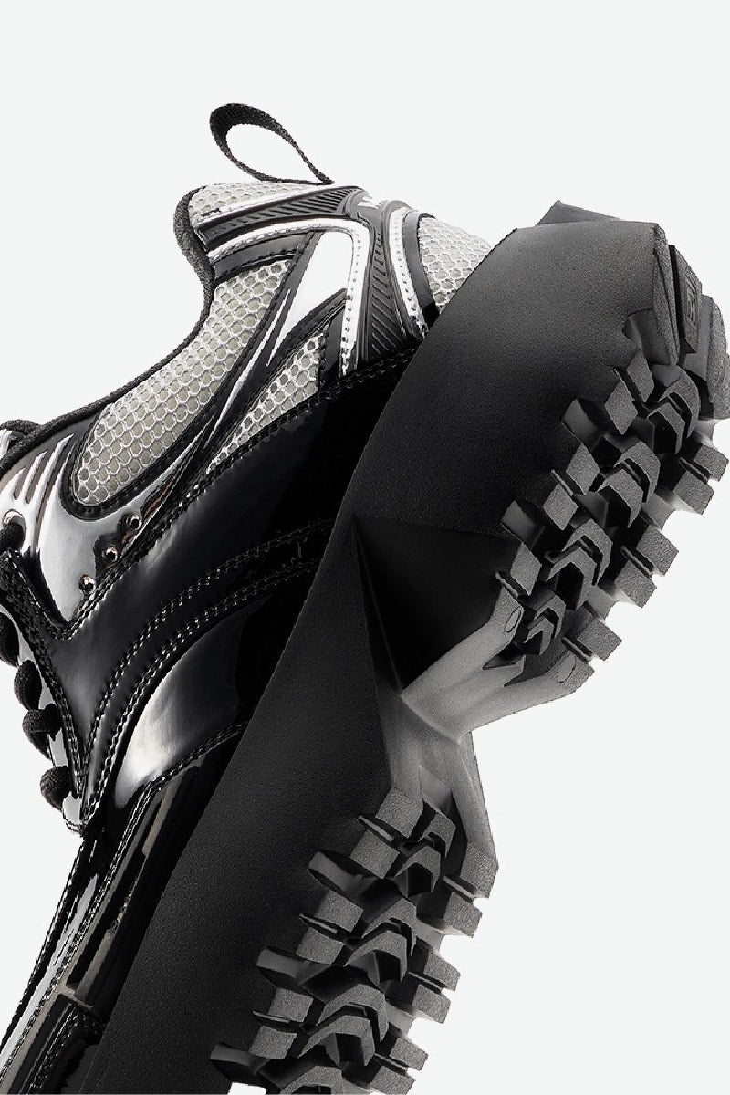 Square-Toe Patent Platform Chunky Sneakers - Wolvess